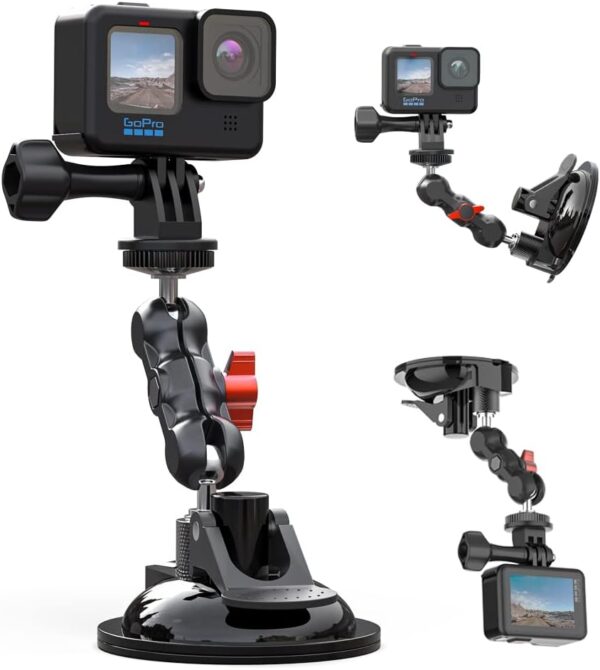 Surewo Metal Suction Cup Car Mount For Gopro, Dji Osmo Action 3 And Most Action Cameras