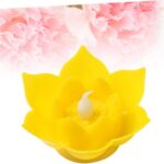 1 PC LED Tea Light Tea Lights Flower Floating Light Fengshui Floating Light Solar Tea Lights Lotus Lamp Flameless Candle Light Floating Candle Lamp Battery Yellow Electronic - Image 4