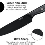 Yatoshi 7 Piece Knife Set Onyx Black Titanium Nitride Coating Ultra Sharp High Carbon Stainless Steel Black Pakkawood Ergonomic - Image 3