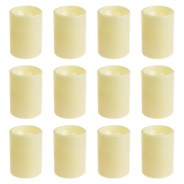 12 Pcs Flameless Flicking Votive Candles Battery Operated 3D Wick Ivory LED Candles for Wedding, Halloween, Christmas Decor, Party and Home Decoration