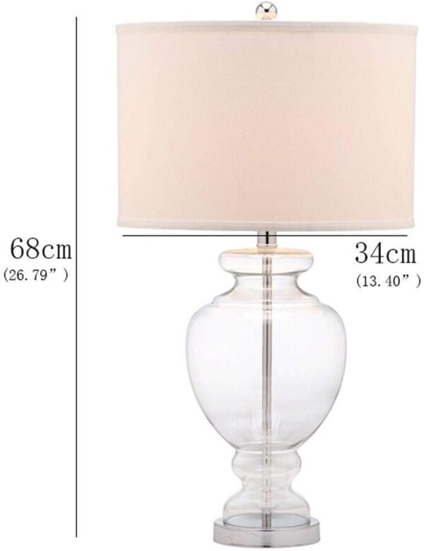 Uniqus Table Lamp Bedside Table Lamp,Classical Creative Bedroom Light,Bedside Desk Lamp with Transparent Glass Lamp Body for Bedroom Living Room Desk Lamp Color : White, Size : Remote Control - Image 2