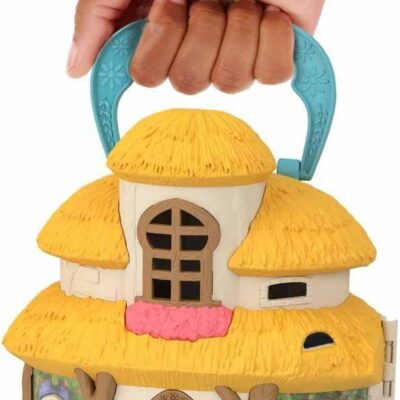 Mattel Disney Wish Mini Doll Dollhouse Pclayset, Asha of Rosas ottage with Miro Doll, Star Figure 15+ Furniture Acessories, Travel