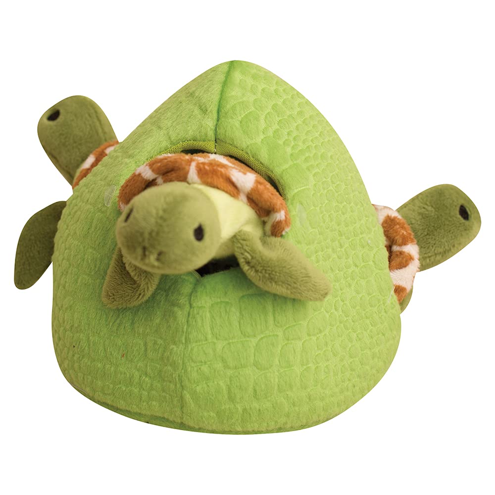 Health Extension Interactive Dog Toy, 4-In-1 Toy, Snug Arooz Hide And Seek Reef, Durability, Pet Toys For All Ages Dog, Ultra-Soft, Environmental Friendly (Green Color, Turtle Pattern)