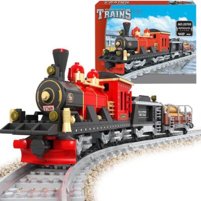 Building Block City Freight Train,Retro Cargo City Train Building Set,Best Present for Train Lovers Creative, Construction Brick for Kids Boys 6-12, 410 Pieces for Adults and Teens