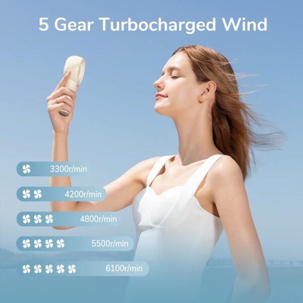 Jisulife Handheld Portable Turbo Fan 16H Max Cooling Time], 4000Mah Usb Rechargeable Personal Battery Operated Mini Small Pocket - Image 7
