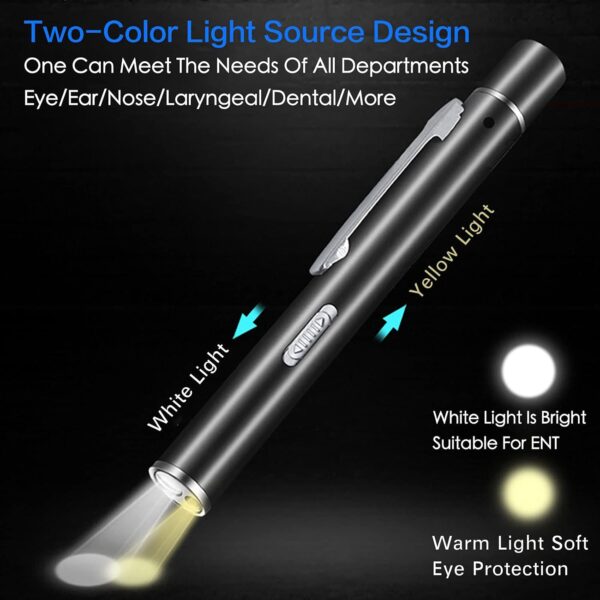 USB Rechargeable Pen Light Black Reusable LED Penlight for Students Doctors Nurses with 2 Light LED Sources Extra Warm Light Bulb Pocket Clip - Image 3