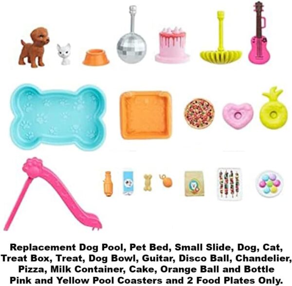 Replaement Parts for Barbie Doll Dcreamhouse Pclayset GRG93 Replaement Pretend Dog Pool and Slide, Dog and Acessories, at, Guitar - Image 5
