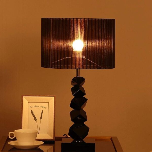 Uniqus Table Lamp Crystal Table Lamp Black Modern Table Light Bedroom Bedside Lamp Decorative Lights European LED Fabric Study Lamp Desk Lamp - Image 6