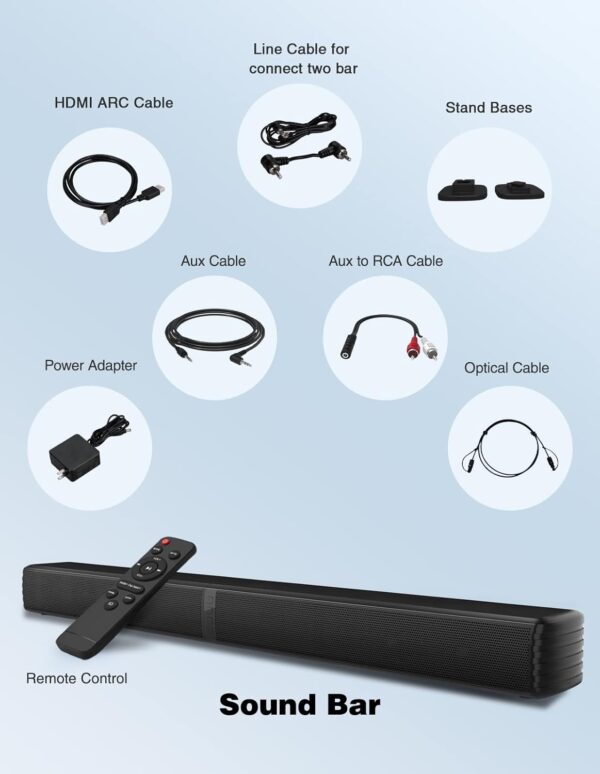 2 In 1 Separable Sound Bars For Tv, 2.2 Channel 32Inch Bluetooth 5.0 Tv Speaker For Surround Sound System, BuiltIn Dual Subwoofer - Image 9