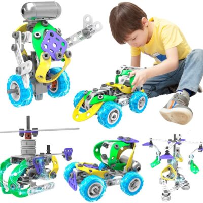 COMIN Educational Toys Building Sets STEM Learning Kit, 5 in 1 Engineering Toys Creative Set 109 Pieces for Boys/Girls/Birthday/Christmas/Holiday Age 5 6 7 8 9+ Years Old