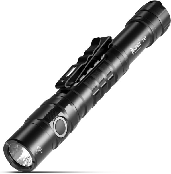 WUBEN T2 Pen Flashlight 550 Lumens AA Flashlight EDC Tactical Flashlight 2AA Battery Powered with Memory Function 5 Lighting Modes IP68 Waterproof for Camping Work Repair Emergency