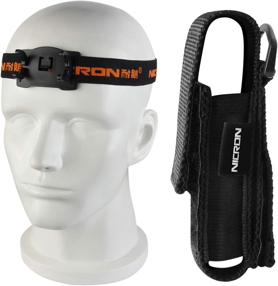 Flashlight NICRON N7 Holster for Tactical Torch Flashlight Holder Nylon Pouch Clip Long Type Case with Adjustable Headband 100% Match for Cycling Repair Hiking Lightweight Waterproof