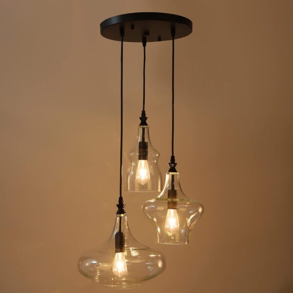 Tochic Glass Pendant Chandelier For Dining Room, Hanging Modern Cluster Globe Pendant Lighting Bedroom, 3 Lights Barn Ceiling Kitchen Island Light For Foyer,Hallway - Image 3