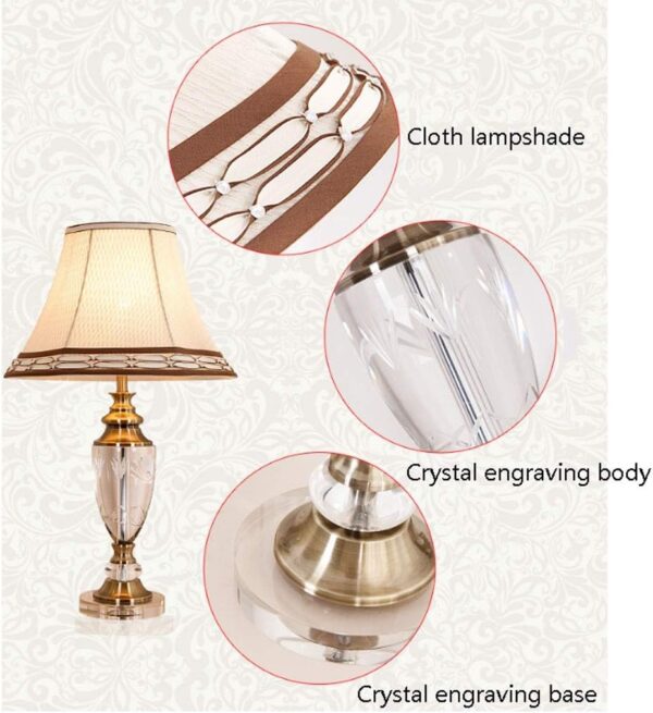 Uniqus Table Lamp Crystal Table Lamp Living Room Bedroom Bedside Lamp Modern Minimalist Table Lamp for Study Desk Desk Lamp Desk Lamp Size : Remote Control Switch - Image 6