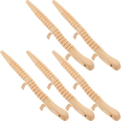 5pcs Wooden Lizard,Unfinished Wooden Wiggly Lizard Jointed Flexible Wooden Lizard for Arts and Crafts Halloween Party Decoration