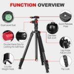 Uniqus Mactrem Professional Camera Tripod With Phone Mount, 62 Dslr Tripod For Travel, Super Lightweight And Reliable Stability - Image 8