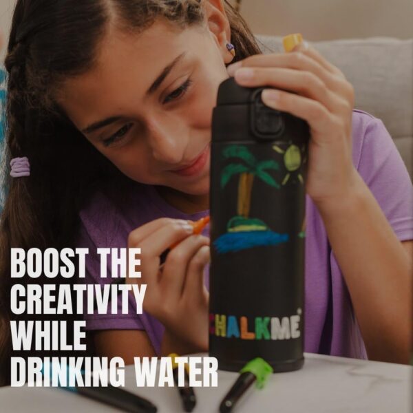 Chalkme. Kid'S Water Bottle. 16Oz Stainless Steel Water Bottle. Vacuum Insulated Bottle. Birthday For Boys And Girls. Art - Image 5