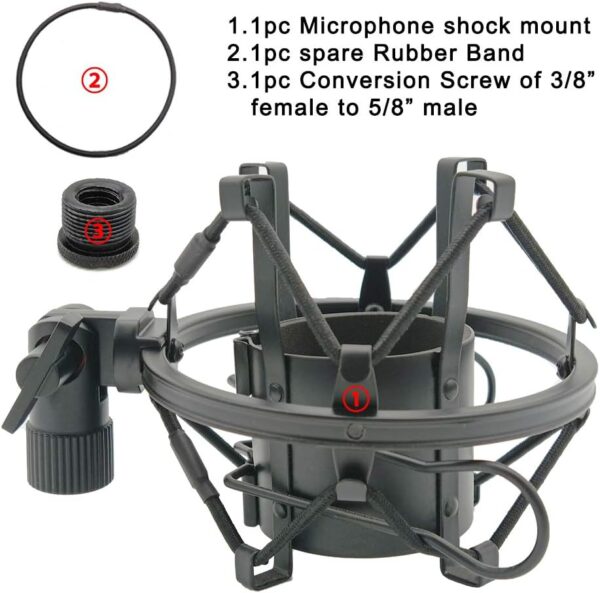 Uniqus SUUNTOK Universal Shock Mount Mic Holder, AntiVibration Suspension Mic Holder Clip Compatible with 43mm48mm Diameter Condenser Microphone Like MackieEM91C, Blue SparkBluebird, CAD U37, MXLV69 - Image 3
