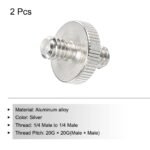 PATIKIL Mic Stand Adapter 14 Male to 14 Male Thread Tripod Screw Adapter Double Sides Camera Screw for Microphone Tripod Stand Silver 2 Pack - Image 3