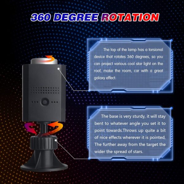 Usb Star Projector Night Light, 3 Colors 9 Lighting Modes, Portable Adjustable Romantic Car Interior Lights, Usb Car Roof Light - Image 5
