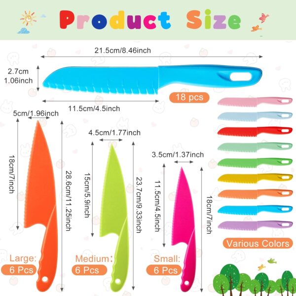 36 Pcs Kids Plastic Kitchen Knives Children'S Safe Cooking Knives Colored Nylon Knife Set Child Proof Knife With Serrated Edges - Image 2