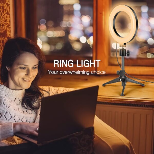 Video Conference Lighting Kits, 6” Led Selfie Ring Light With Tripod Stand, Clip On Laptop Monitor For Webcam Lighting/Zoom Light - Image 7