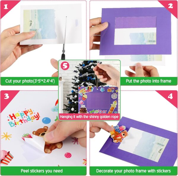 24 Packs Picture Frame Craft Kit for Children Birthday Craft DIY Picture Frame Ornaments with Stickers Birthday Photo Frame DIY - Image 4