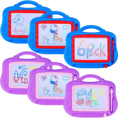 Uniqus Color Doodle Boards 6 Pack Magnetic Drawing Board Set For Kidstoddler Drawing Board And Writing Boardsketch Pad Bulk Toy