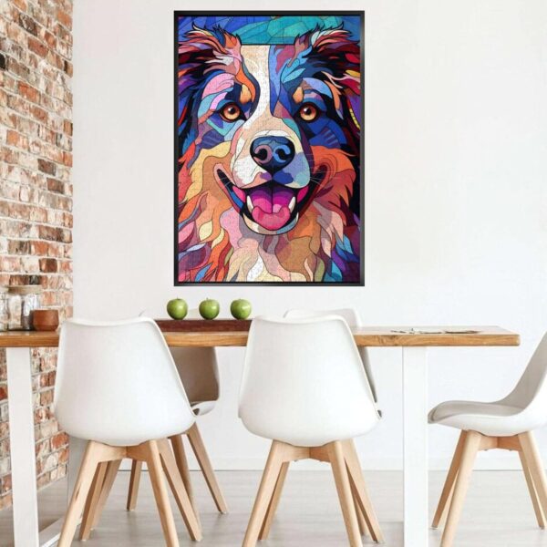 Uniqus Australian Shepherd Dogs Lovers Stained Colorful Glass 1000 Pieces Art Painting Wooden Puzzle For Kids S, Birthday Mother - Image 7