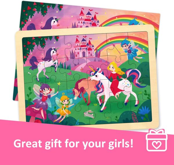 24 Piece Puzzles For Kids 3 Year Old, Unique Shape Jigsaw Pieces Fairy Princess, Wooden Jigsaw Puzzles For Toddlers, Preschool - Image 8