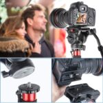 Video Tripod Fluid Head With Quick Release Plate, Lightweight Heavy Duty Compatible With Manfrotto,Max Load 13.2Lb/6Kg For Video - Image 4