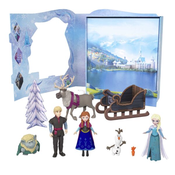 Mattel Disney Frozen Toy Set with 6 Key haraters, classi Storybook Pclayset with 4 Small Dolls, 2 Figures Acessories - Image 2