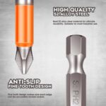 10-Piece Phillips Magnetic Screwdriver Bit Set, S2 Alloy Steel Anti-Slip Long Drill Bits, 1/4 Hex Shank, Fine Tooth Design, Strong Magnetism, Size 1"- 5", Ph2 - Image 5