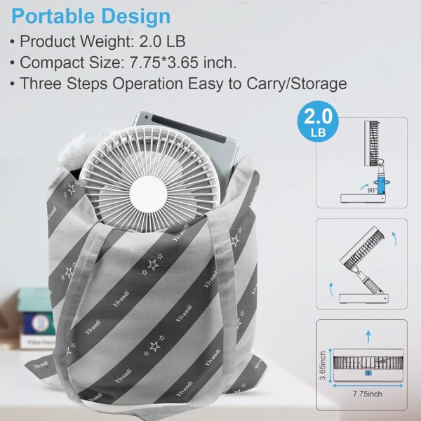 Foldaway/Foldable Fan With 7200Mah Rechargeable Battery BuiltIn, Running Time 1024 Hours Telescopic Tube Portable Quiet Floor Fan - Image 6