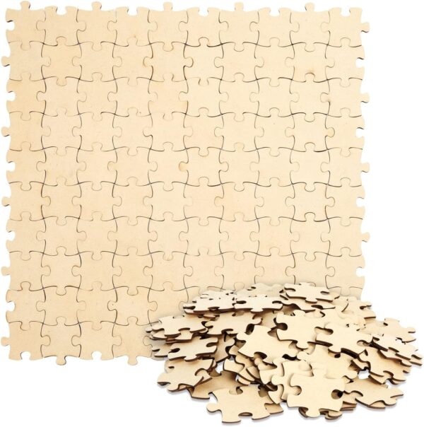 Juvale 100 Blank Wooden Puzzle Pieces For Crafts, Diy Art Projects, 1.9X1.6 Unfinished Freeform Jigsaw Wood Puzzle To Draw On