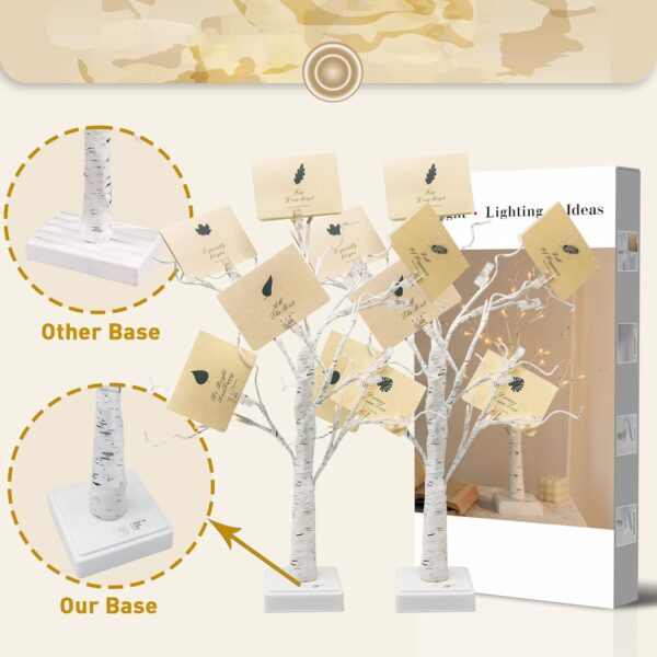Vanthylit Money Tree Holder Set of 2, 24 LED Warm White Lights Battery Powered Timer, with Clips and Greeting Cards, Holder Decor for Photo Mother's Day Christmas Graduation s - Image 4