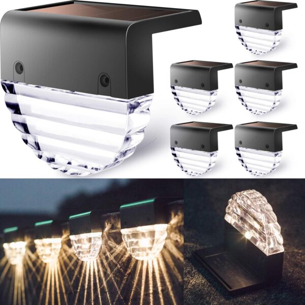 Uniqus Solar Deck Lights, Outdoor Lighting Backyard Deck Decor Outdoor Step Lights Garden Post Fence  6 Pack