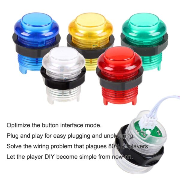 1 Player USB Encoder to PC Arcade Joystick Red Top Ball + 10x 5V LED Arcade Buttons for Arcade PC Games Mame Raspberry Pi - Image 3