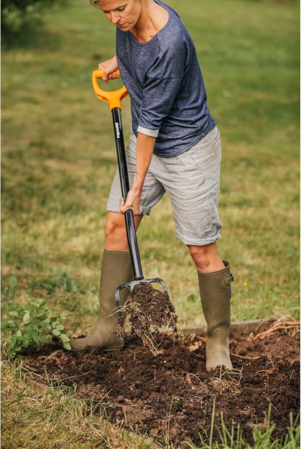 Fiskars Spade Fork For Hard, Stony Soils, With 4, Length 122 Cm, Steel Prongs/Plastic Handle, Black/Orange, Solid, 1003458, Multi-Color - Image 2