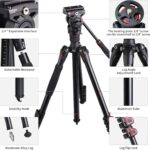 62'' Camera Tripod With Fluid Head, Monopod Tripod Aluminum, For Dslr Camera Camcorder, Compatible For Cannon Nikon Camera - Image 2