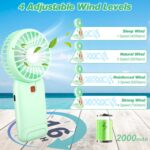 Mini Handheld Mirror Fan, Portable Fan Small Personal Fan Usb Charger, 4 Speed Adjustable Hand Fan With Mirror, Makeup Eyelash - Image 2