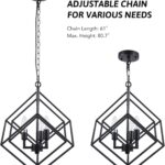 Vonluce Modern Chandelier Light Fixture Geometric, Industrial Black Chandelier Dining Room Lighting Fixtures, Farmhouse Lantern Ceiling Hanging Light Fixture For Foyer, Entryway, Kitchen Island - Image 6