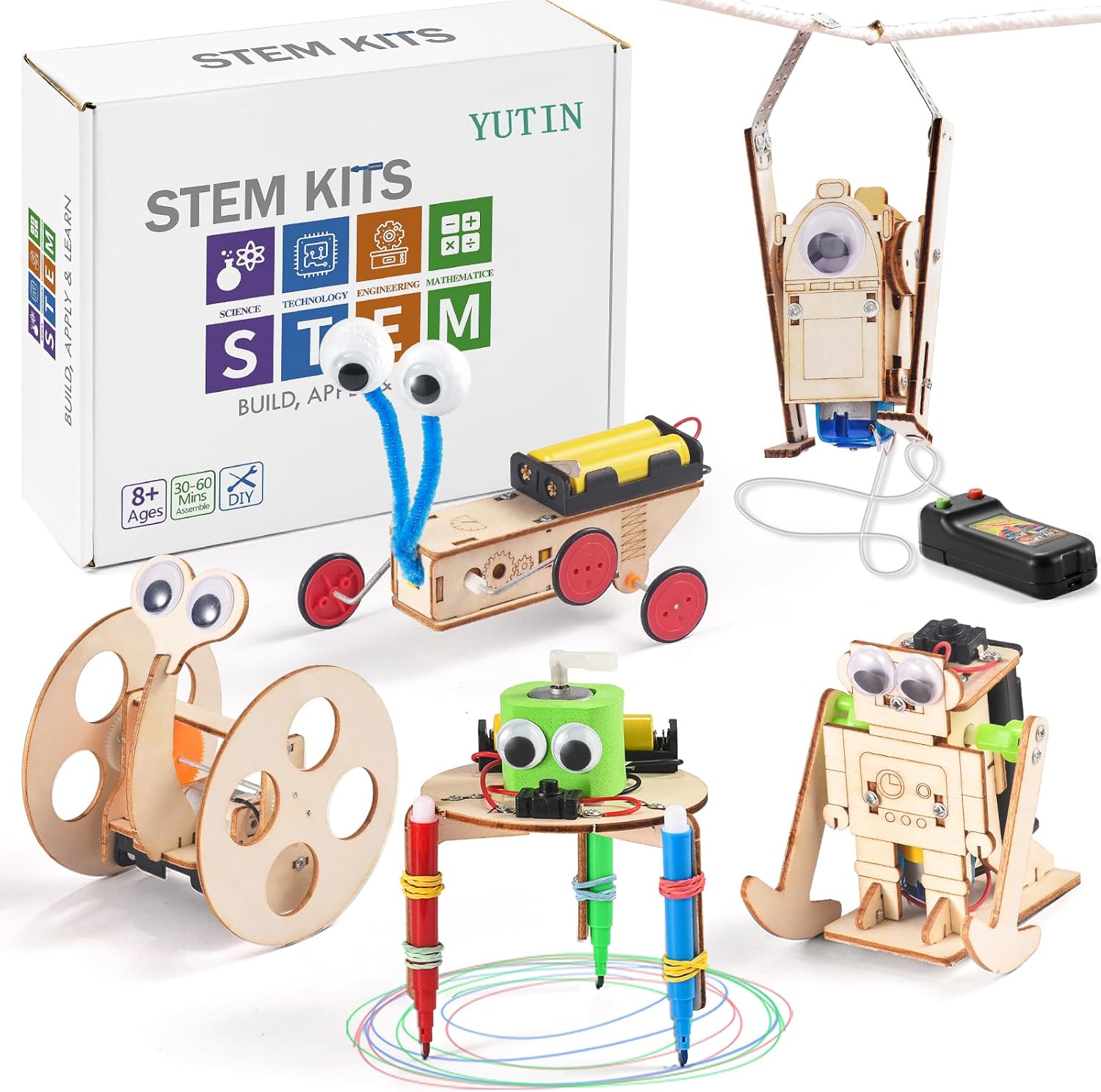 STEM Kits for Kids Ages 8-10-12, Robot Building Crafts Kit for Boys Age 6-8, Wood Science Projects, 3D Wooden Puzzles, Woodworking Model Engineering Toys for 5 6 7 8 9 10 11 12+
