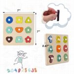 2Pcs Wooden Puzzles For Toddlers 13, Learning Puzzles Board With Words, Montessori Educational Toys Ages 1 2 3, Jigsaw Peg Toddle - Image 3