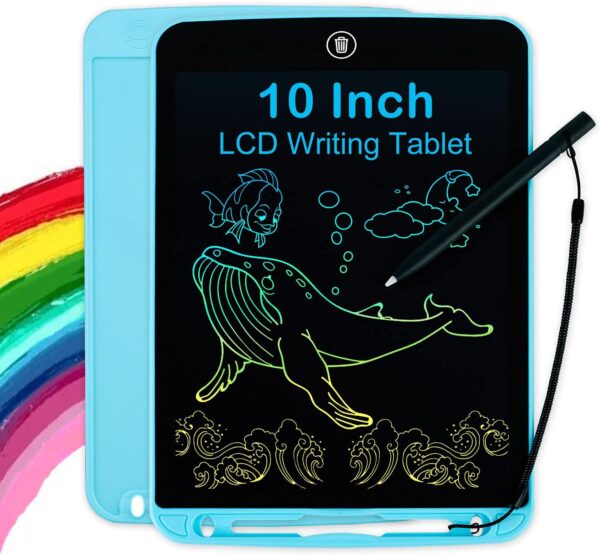Lcd Writing Tablet For Kids 10 Inch, Colorful Doodle Board Drawing Tablet With Lock Function, Erasable Reusable Writing Pad