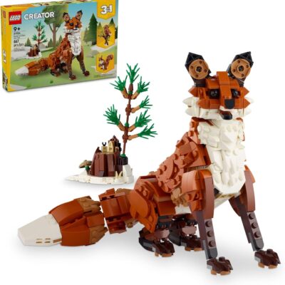LEGO Creator 3 in 1 Forest Animals: Red Fox Toy, Transforms to Owl Toy Figure or to Squirrel Toy, Woodland Figures Set, Play and Display Gift Idea for Boys and Girls Ages 9 Years Old and Up, 31154