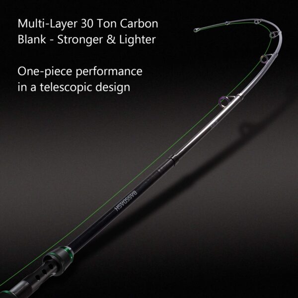 Bassdash Alien Travel Spinning Fishing Rod 30 Ton Carbon Rod, One-Piece Performance in Telescopic Design, 6ft/7ft/8ft/10ft/12ft, 1 Piece - Image 4