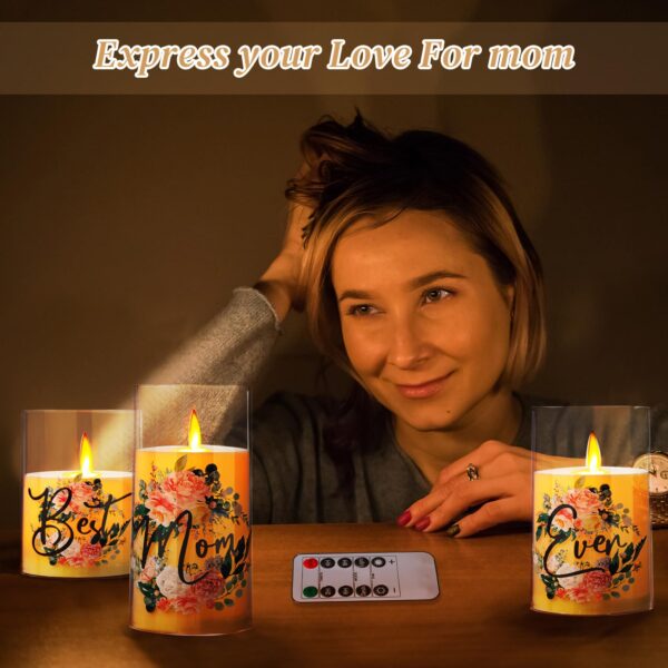 3 Pack s for Mom Best Mom Ever Candles Battery Operated Fake Candles Color Changing Flameless Candles with Remote Timer for Mother's Day Birthday Christmas s - Image 3