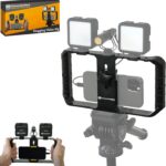 Powerdewise Smartphone Video Rig, Phone Filmmaking Rig With 3 Cold Shoe Mounts, Phone Stabilizer Handheld Cage Tripod Mount
