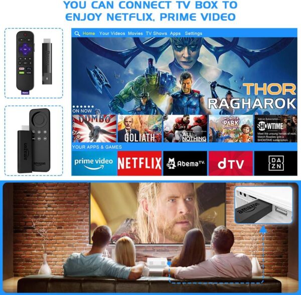 Projector With Wifi And Bluetooth,  e Outdoor Projector, Mini Movie Projector Supports 1080P Synchronize Smartphone - Image 5